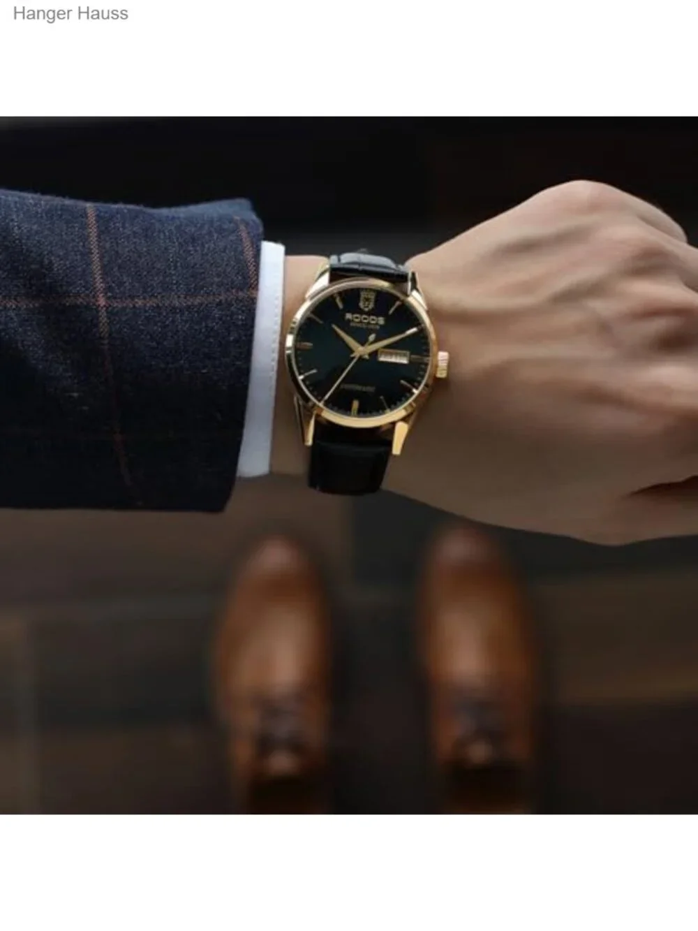 Men's Automatic Skeleton Watch with Leather Strap, Mechanical Self-Wind